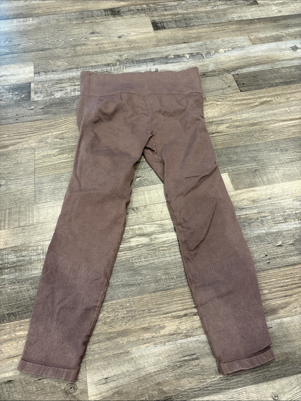 Seamless Ribbed Leggings in Mauve Brown